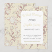 Invitation Fête des mariées bordée de fleurs violettes et jau (Devant / Derrière)