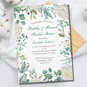 Invitation Fête des mariées botanique blanche d'Eucalyptus
