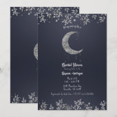 Invitation Fête des mariées botanique bleu lune d'argent (Devant / Derrière)
