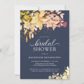 Invitation Fête des mariées botanique bleue de la marine d'au (Devant)