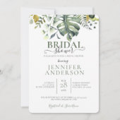 Invitation Fête des mariées botanique d'aquarelle verte (Devant)
