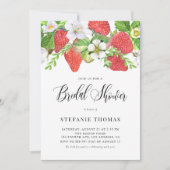 Invitation Fête des mariées botanique des fraises d'aquarelle (Devant)