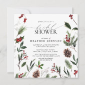 Invitation Fête des mariées botanique Festive de Pin d'hiver  (Devant)