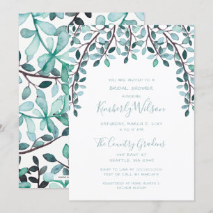 Invitation Fête des mariées botanique Feuille aquarelle
