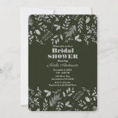 Invitation Fête des mariées botanique Feuille en argent foncé (Devant)
