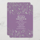 Invitation Fête des mariées botanique Feuille Lilac Purple Si (Devant / Derrière)
