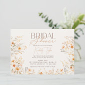 Invitation Fête des mariées botanique fleur sauvage Beige Boh (Debout devant)