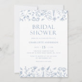 Invitation Fête des mariées botanique florale bleue (Devant)