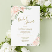 Invitation Fête des mariées botanique florale rose et or