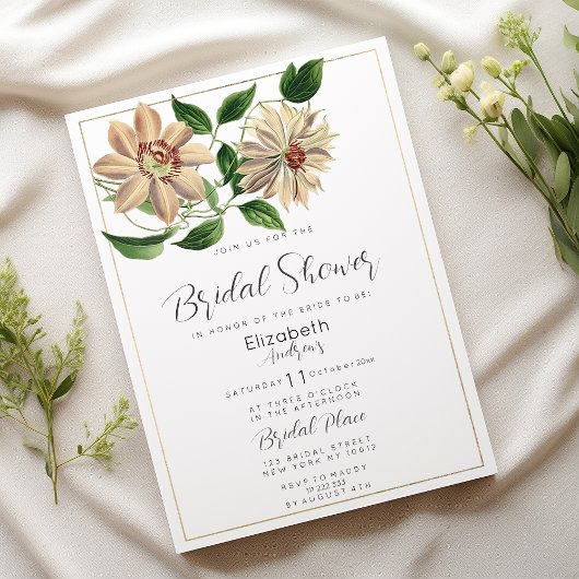 Invitation Fête des mariées botanique florale rouge blanc