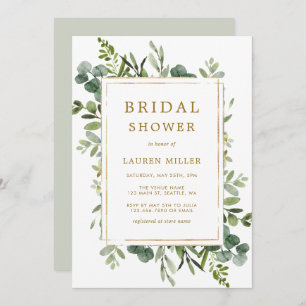 Invitation Fête des mariées Botanique Gold Greenery