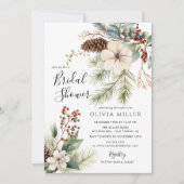 Invitation Fête des mariées botanique hivernale de la branche (Devant)