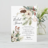 Invitation Fête des mariées botanique hivernale de la branche (Debout devant)