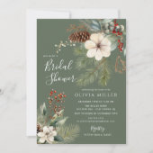 Invitation Fête des mariées botanique hivernale de la branche (Devant)