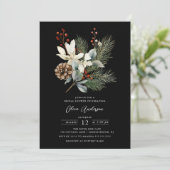 Invitation Fête des mariées botanique hivernale de la branche (Debout devant)