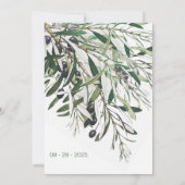 Invitation Fête des mariées Botanique Italienne Olive Branche (Dos)