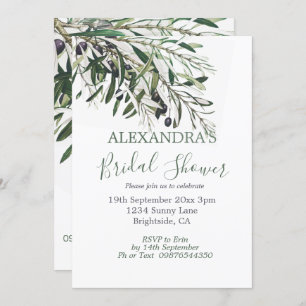 Invitation Fête des mariées Botanique Italienne Olive Branche