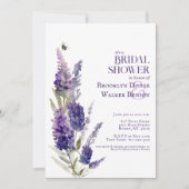 Invitation Fête des mariées Botanique Lavande Florale Violet (Devant)