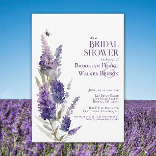 Invitation Fête des mariées Botanique Lavande Florale Violet