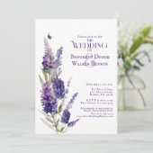 Invitation Fête des mariées Botanique Lavande Florale Violet (Debout devant)