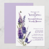 Invitation Fête des mariées Botanique Lavande Florale Violet (Devant / Derrière)