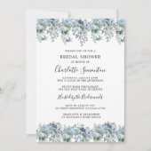 Invitation Fête des mariées botanique moderne bleu Dusty (Devant)