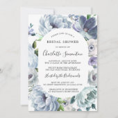 Invitation Fête des mariées botanique moderne bleu Dusty (Devant)