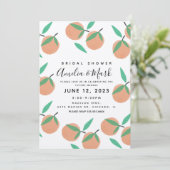 Invitation Fête des mariées botanique orange dessinée à la ma (Debout devant)