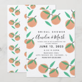 Invitation Fête des mariées botanique orange dessinée à la ma (Devant / Derrière)