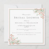 Invitation Fête des mariées Botanique rose et vert Boho (Devant)