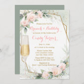 Invitation Fête des mariées botanique rose pâle (Devant / Derrière)