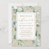 Invitation Fête des mariées botanique Rustique Gold Green (Devant)