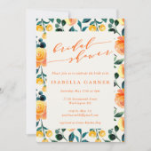 Invitation Fête des mariées botanique rustique orange (Devant)