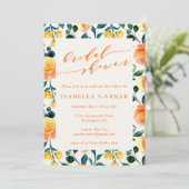 Invitation Fête des mariées botanique rustique orange (Debout devant)