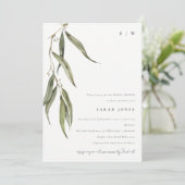 Invitation Fête des mariées botanique simple d'Eucalyptus (Debout devant)