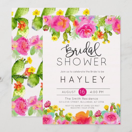 Invitation Fête des mariées botanique Succulent (Devant / Derrière)