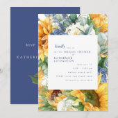 Invitation Fête des mariées botanique toscane tournesol (Devant / Derrière)