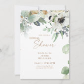 Invitation Fête des mariées Botanique Verdure Blanc Floral (Devant)