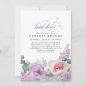 Invitation Fête des mariées botanique violet rose floral Boho (Devant)