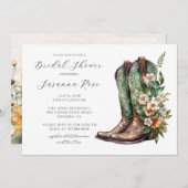 Invitation Fête des mariées Bottes rustiques (Devant / Derrière)