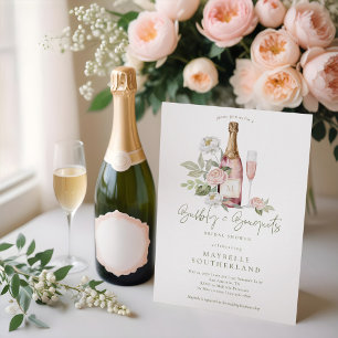 Invitation Fête des mariées Bouquet Bubly Prosecco Watercolor