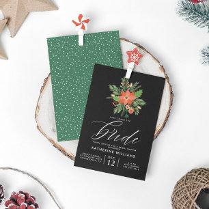 Invitation FÊTE DES MARIÉES Bouquet de Noël d'hiver