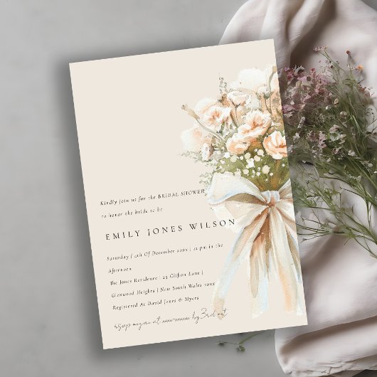 Invitation Fête des mariées Bouquet Mariage floral Rose