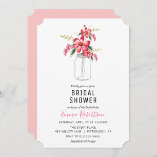 Invitation Fête des mariées Bouquet Mason Jar Douche invitati
