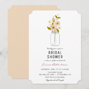 Invitation Fête des mariées Bouquet Mason Jar Douche invitati