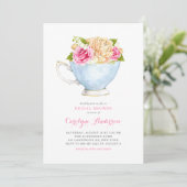 Invitation Fête des mariées Bouquet Teacup Aquarelle (Debout devant)