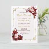 Invitation Fête des mariées Bourgogne et or modifiable (Debout devant)