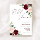 Invitation Fête des mariées Bourgogne & Fleurs Rouges