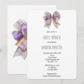 Invitation Fête des mariées Bow or violet (Devant / Derrière)