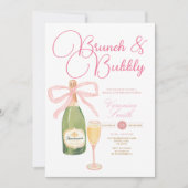 Invitation Fête des mariées Bow Rose Vin Champagne (Devant)